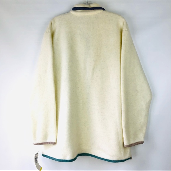 NEW Teddi cream green fleece trees deer button winter holiday jacket large - Picture 10 of 10